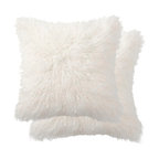 Belton Faux Fur Pillows, Set of 2, Off-White, 18"x18"