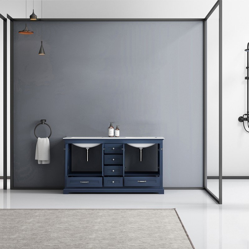 Dukes 60" Navy Blue Double Vanity - Transitional - Bathroom Vanities ...
