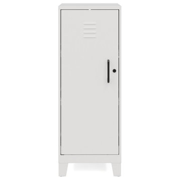 UrbanPro 42.5"H 3 Shelf Metal Storage Locker Cabinet 3" Legs in Pearl White