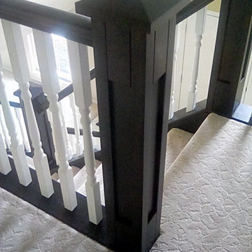 custom handrail, shoerail, spindles and newel posts