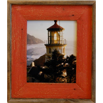 Barn Wood Picture Frame Lighthouse Red Distressed Wood Frame, 11x14