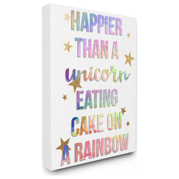 Happier Than Unicorn Eating Cake on Rainbow Quote ,1pc, each 16 x 20