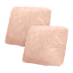 Jean Pierre Faux Fur 2-Piece Decorative Pillow Set in Blush - Decorative Pillows