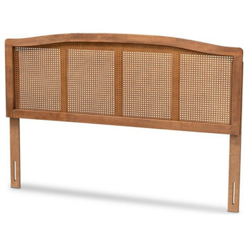 Bowery Hill Modern Wood King Size Headboard with Woven Detailing in Brown