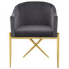 The Parker Dining Chair, Velvet, Gray, Gold Legs
