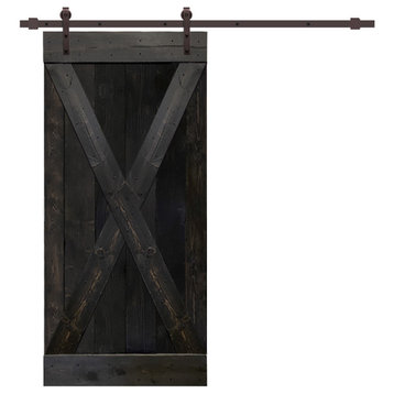 TMS X Series Barn Door With Sliding Hardware Kit, Charcoal Black, 38"x84"