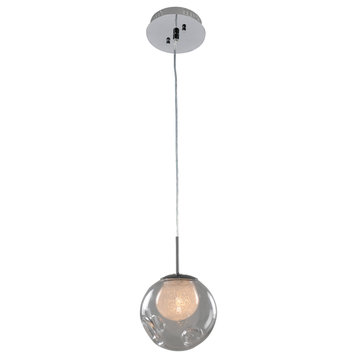 Meteor 6x12" 1-Light Contemporary Mini-Pendants by Kalco, Clear