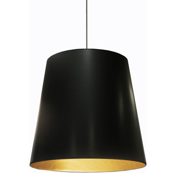 Dainolite 1-Light Oversized Drum Pendant With Black, Gold Shade, Large, OD-L-698