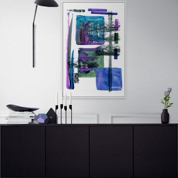 "Geometric Plan II" Floater Framed Painting Print on Canvas