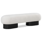Meridian Furniture - Robertson Boucle Fabric Upholstered Bench, Cream, Black Finish - Delve into opulence with this cream Robertson boucle fabric bench, a luxurious blend of comfort and timeless style. Draped in sumptuous cream boucle fabric upholstery, this handsome bench exudes modern charm, so you can sit in style while pulling on boots or putting on shoes. The bench is adorned with a rich black finish base, enhancing its classic appeal with an art deco design that infuses vintage elegance into your decor in the entryway, bedroom, or living room.