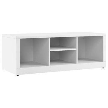 Bowery Hill Modern 48W Shoe Bench in White - Engineered Wood