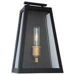 Artcraft Lighting - Charlestown Large Outdoor 1 Light Wall Light, Black - The "Charlestown" collection exterior lighting features a triangular shape which has a black frame and interior which vintage gold. (This outdoor fixture is backed by our 25 year warranty on corrosion and 5 year warranty on paint defects - please see details)