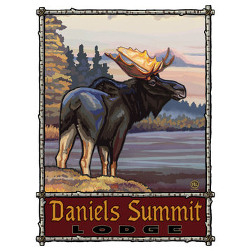 Paul A. Lanquist Daniels Summit Lodge Utah Moose Art Print, 9"x12"