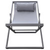 Benzara BM236884 Textilene Upholstered Deck Chair With Padded Headrest, Gray