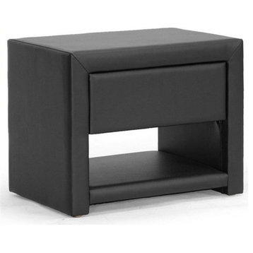 Pemberly Row Faux Leather Nightstand in Black