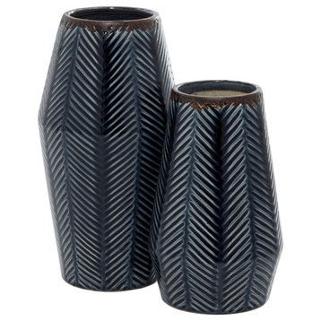 Contemporary Dark Blue Ceramic Vase Set 32757