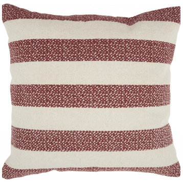 Red And Ivory Stripes Throw Pillow