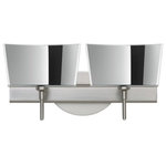 Besa Lighting - Besa Lighting 2SW-6773MR-LED-SN Groove - 15.38" 10W 2 LED Bath Vanity - The Groove is a unique piece comprised of multiple segments of two-way mirrored glass, with a frosted band that displays when lit. Our Mirror/Frost glass is a mirrored glass, with a frosting carefully applied to conceal the light source. When off, the glass is completely reflective and appears as a mirror. But when illuminated, the glass has an edgy display that exudes an energetic mood, while the frost glows brightly from the lamping. This handcrafted glass uses a process where every glass is consistently produced using an extrusion, keeping variations to a minimum. The vanity fixture is equipped with decorative lamp holders, removable finials, linear rectangular housing, and a removable low profile oval canopy cover. These stylish and functional luminaries are offered in a beautiful Chrome finish.  Mounting Direction: Horizontal  Shade Included: TRUE  Dimable: TRUE  Color Temperature:   Lumens: 450  CRI: +  Rated Life: 25000 HoursGroove 15.38" 10W 2 LED Bath Vanity Chrome Mirror Frost GlassUL: Suitable for damp locations, *Energy Star Qualified: n/a  *ADA Certified: n/a  *Number of Lights: Lamp: 2-*Wattage:5w LED bulb(s) *Bulb Included:Yes *Bulb Type:LED *Finish Type:Chrome