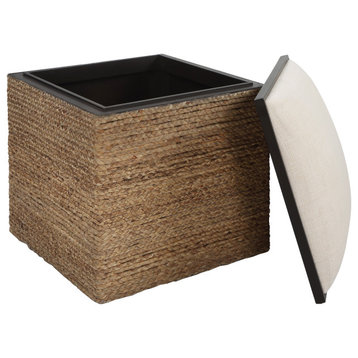 Uttermost Island Square Straw Accent Stool