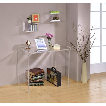 Pemberly Row Pure Decor Lucite and Acrylic Student Desk in Clear