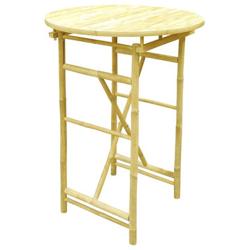 Bar Height Folding Bamboo Round Table -Natural Color