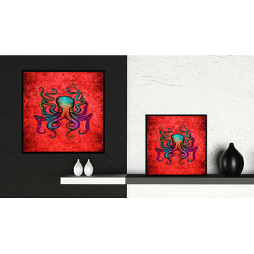 Octopus Animal Red Canvas Print, Custom Picture Frame, 30"x30"