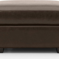 Crate&Barrel - Axis II Leather Ottoman (Libby) - Footstools And Ottomans