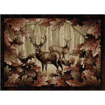 American Destination Whitetail Woods Deer Lodge Area Rug, 5'3"x7'3"