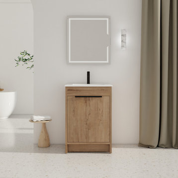 BNK Freestanding Bathroom Vanity with Soft Close Door and Adjustable shelf, Imo, 24inch