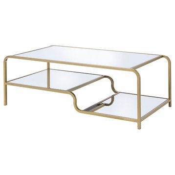ACME Astrid Coffee Table, Gold and Mirror