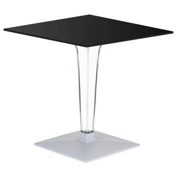 Ice HPL Top Square Table with Transparent Base 24 inch Black