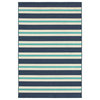 Madelina Stripe Blue and Ivory Indoor or Outdoor Area Rug, 5'3"x7'6"