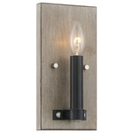 Minka Lavery - Rawson Ridge Wall Sconce in Aged Silverwood And Coal - This wall sconce comes in a aged silverwood and coal finish. It measures 5" wide x 10" high. This light uses a candelabra dimmable bulb up to 60 watts.Damp rated: Light can be used in humid environments like bathrooms or covered outdoor areas.  This light requires 1 , 60W Watt Bulbs (Not Included) UL Certified.
