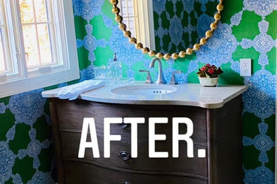 Example of a transitional home design design in Houston