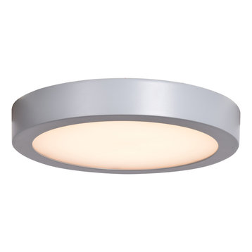 Ulko LED Outdoor Flush Mount Ceiling Light, Silver, 9"