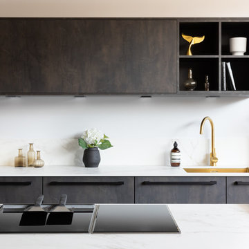 Gold and Black Steel German Kitchen by Pronorm