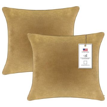 A1HC Soft Velvet Pillow Covers, YKK Zipper, Set of 2, Irish Coffee, 20"x20"