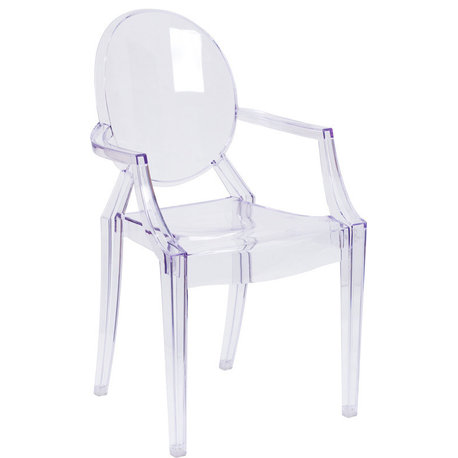 Flash Furniture Ghost Chair With Arms, Transparent Crystal