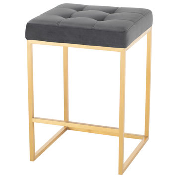 Chi Tarnished Silver Counter Stool Brushed Gold Frame