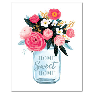 Home Sweet Home Floral Mason Jar 20x30 Canvas Wall Art