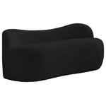 Meridian Furniture - Flair Boucle Fabric Upholstered Bench, Black - Add a contemporary touch to your home with this Flair bench from Meridian Furniture. Its rich black boucle fabric makes a stunning addition to any space. Its curved back provides support for your spine while its overall design creates a stunning accent piece for your modern home. With its ample footprint, this bench provides you with additional seating and is just the right size to fit any living space.
