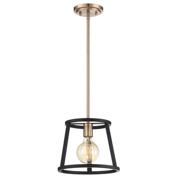 Chassis 1 Light Mini Pendant, Copper Brushed Brass and Matte Black