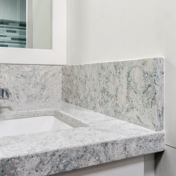 Modern Teal and White Bathroom