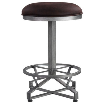 Counter Height Stool, Rustic Brown Fabric and Black Finish
