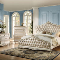 Acme Chantelle Queen Bed with Button Tufted Panels, Pearl White 23540Q SPECIAL