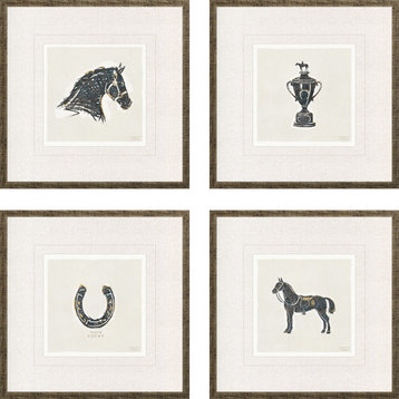 Equestrian, 4-Piece Set Framed Art