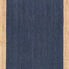 Jute Simple Border Area Rug, Blue, 4'x6'