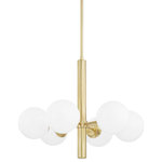Mitzi by Hudson Valley Lighting - Stella 6-Light Chandelier, Aged Brass Finish, Opal Shiny Glass - Globe lighting that's truly global. This go-anywhere, frosted-glass orb design brings a simple sophistication to any room in the house.