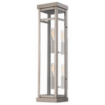 Livex Lighting - Livex Lighting 20706-91 Hopewell - 22" Two Light Outdoor Wall Lantern - The design of the Hopewell outdoor wall lantern giHopewell 22" Two Lig Brushed Nickel Clear *UL Approved: YES Energy Star Qualified: n/a ADA Certified: n/a  *Number of Lights: Lamp: 2-*Wattage:60w Candelabra Base bulb(s) *Bulb Included:No *Bulb Type:Candelabra Base *Finish Type:Brushed Nickel