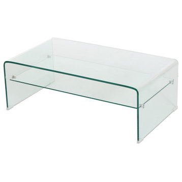 GDF Studio Classon Glass Rectangle Coffee Table With Shelf